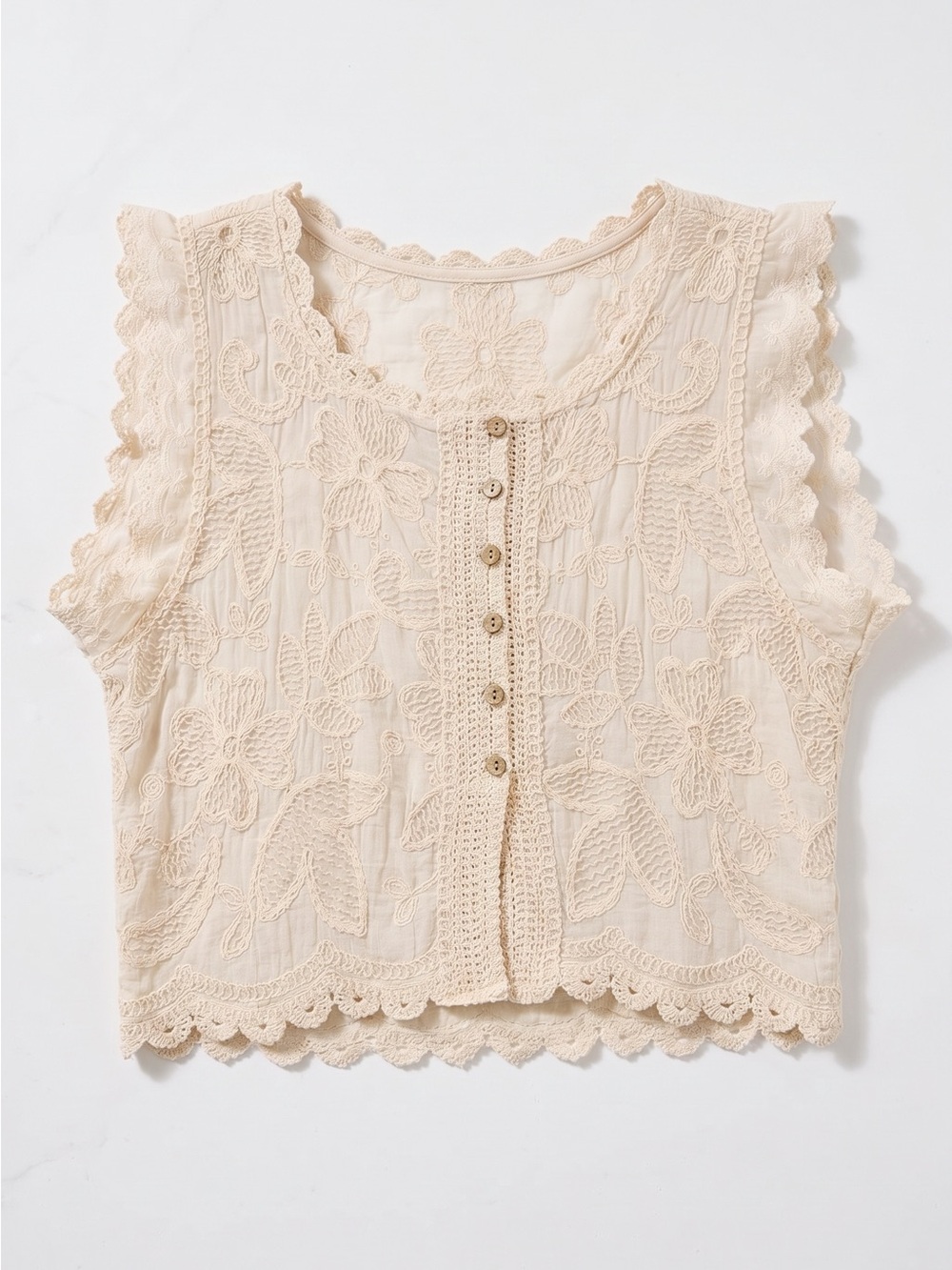 Embroidered Cotton Button Shirt lace summer fall spring coastal beach